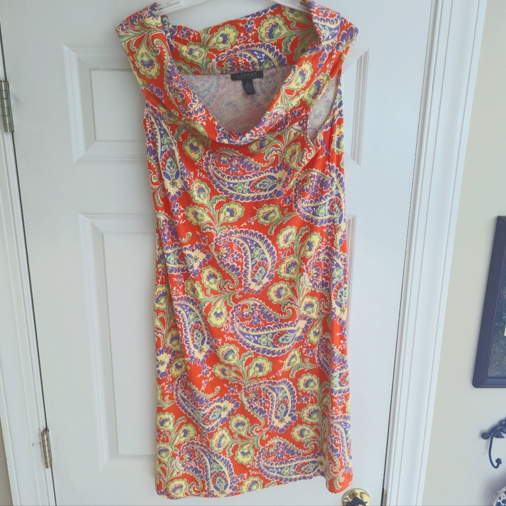 Ralph Lauren knit paisley off shoulder dress XL